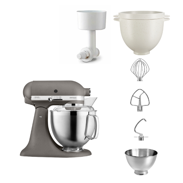 KitchenAid 4,8 L 5KSM185 Artisan Küchenmaschine Breadlover Messerschmidt Getreidemühlenvorsatz, Brotbackschüssel