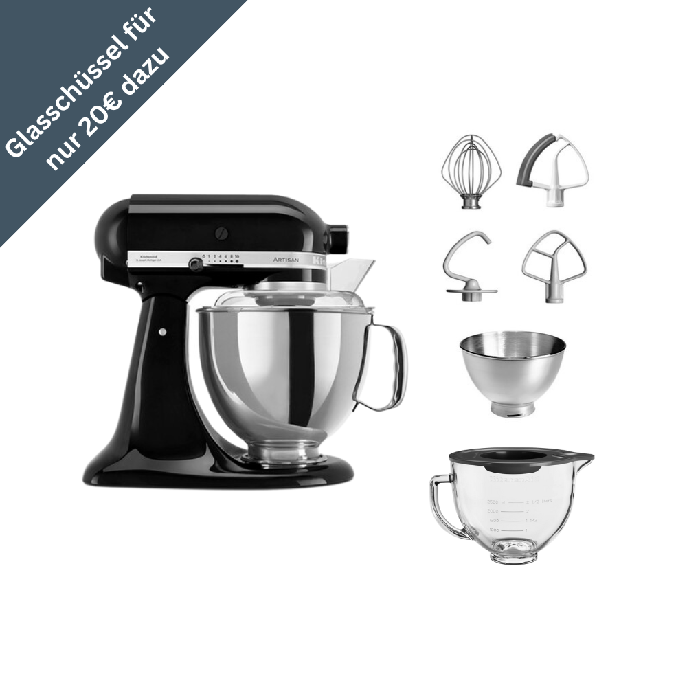 KitchenAid 4,8 L 5KSM175 Artisan Küchenmaschine Glasset mit Glasschüssel