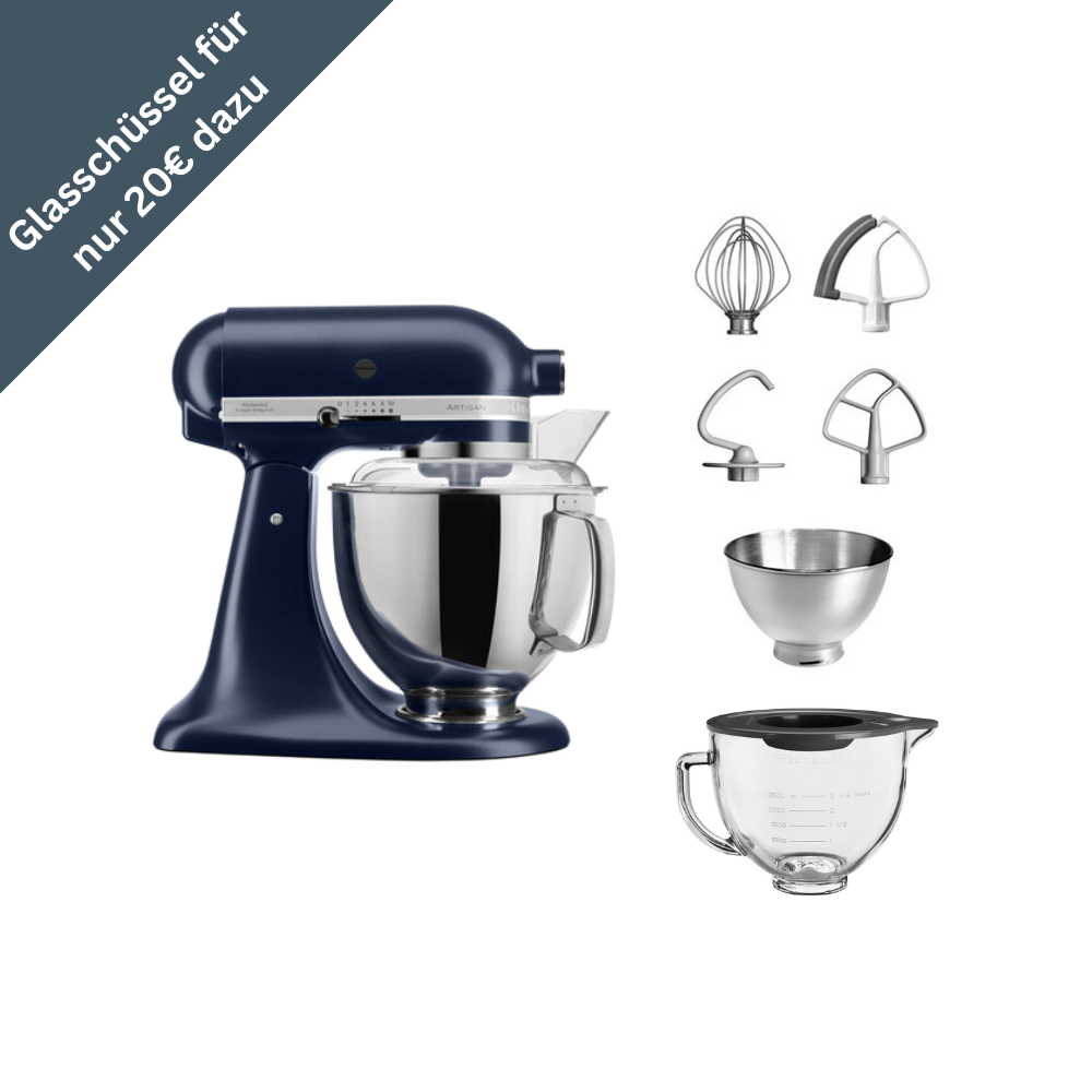 KitchenAid 4,8 L 5KSM175 Artisan Küchenmaschine Glasset mit Glasschüssel