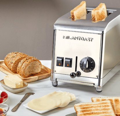 Milantoast Edelstahltoaster mit Brötchenaufsatz