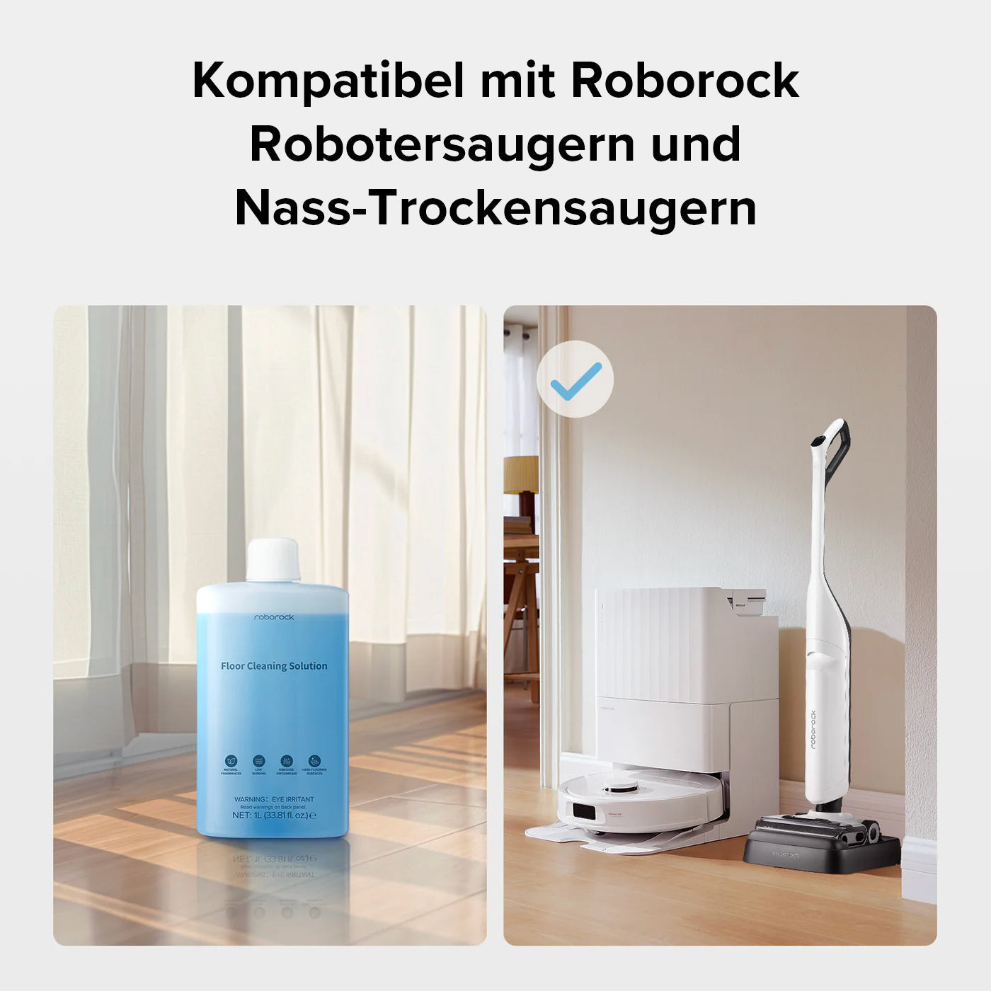 Roborock Bodenreinigungslösung für Saugroboter, Nass- und Trockensauger, 1L