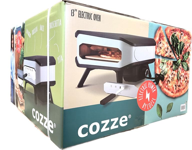 cozze® 13" Elektro-Pizzaofen mit Pizzastein, 230V/2200W, Digitale Temperatursteuerung, inkl. Frontabdeckung, Schwarzes