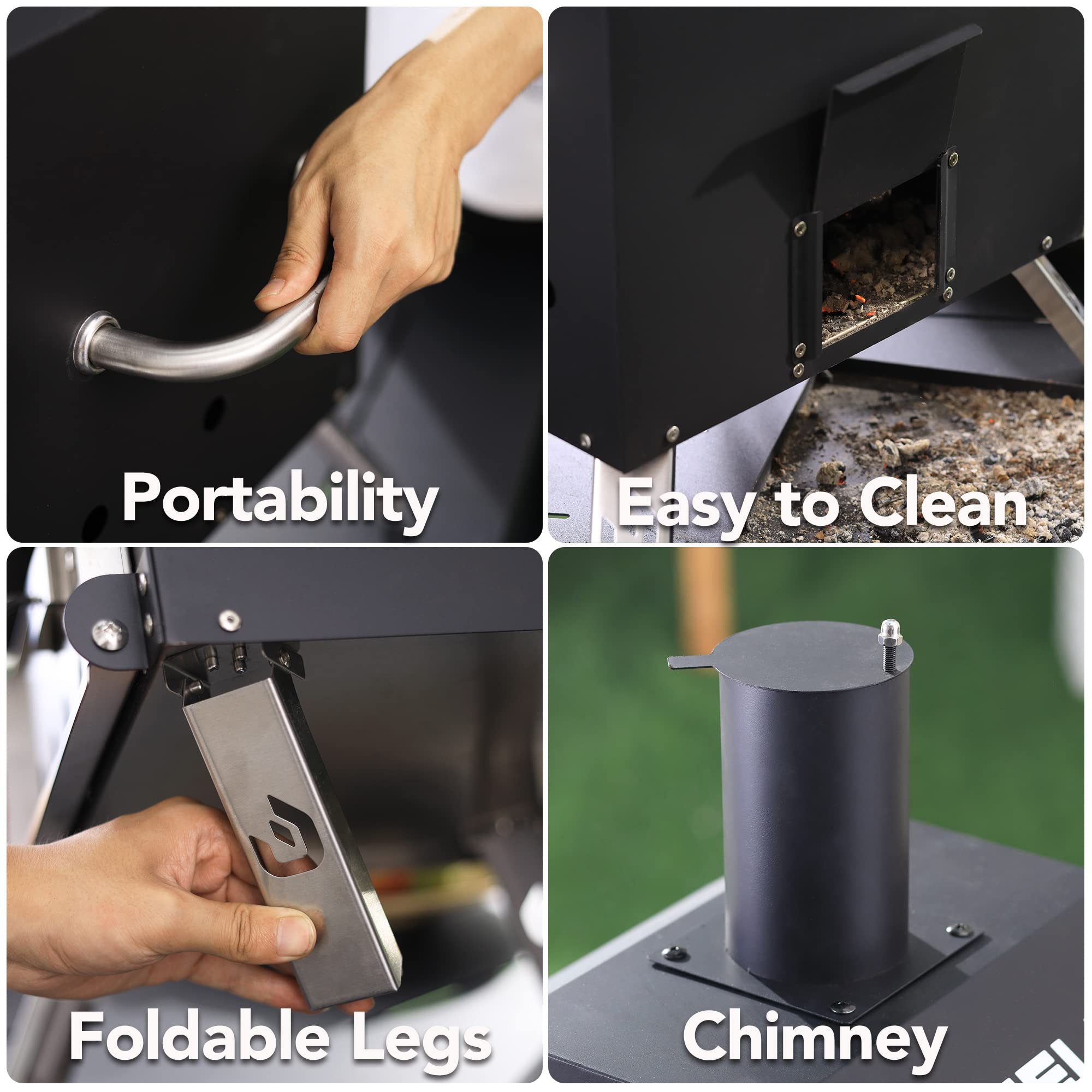 Pizzello Outdoor- Pizzaöfen Holzbefeuerter Pizzaöfen zum Backen von 2 Pizzen im Freien mit Pizzastein, Pizzaschieber, Deckel