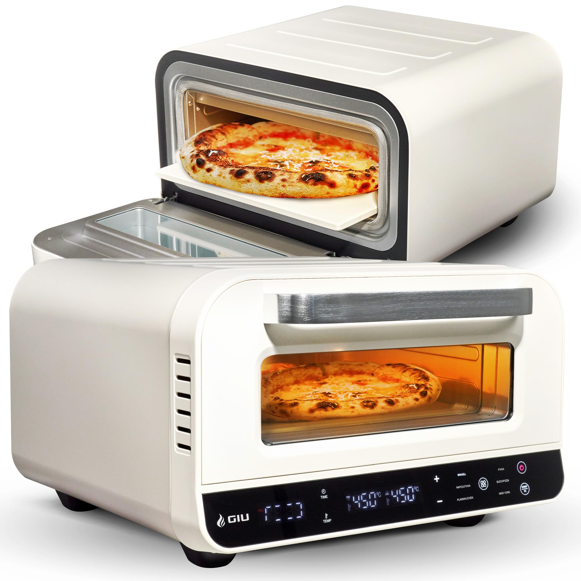 Elektrischer Pizzaofen - Starker Elektro-Ofen für neapolitanische Pizza | Backofen, Pizzaofen, elektrisch, Electric Oven | Über 400 Grad FusionHeat-Tech | Genieße Steinofen-Geschmack Zuhause | GIU