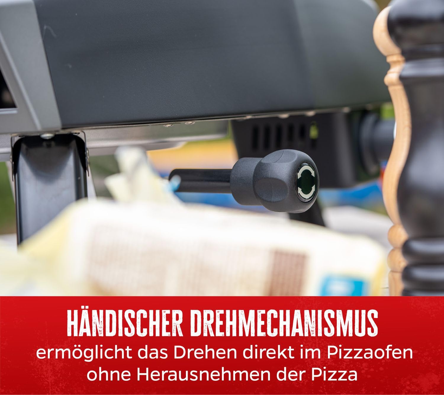 Grillfürst Gas Pizzaofen 305 mit drehbarem Pizzastein inkl. Starterset mit Pizzaschieber, 2 Pizzablechen und Pizzaschneider - bis zu 400°C, 4,65 kW starker Outdoor-Ofen, perfekt für knusprige Pizza