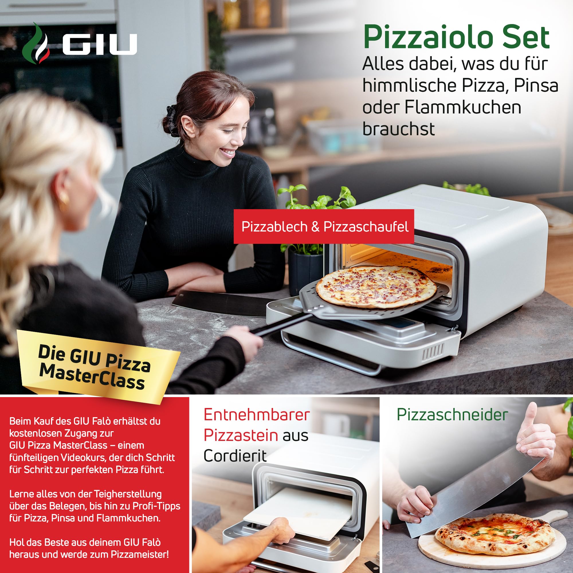 Elektrischer Pizzaofen - Starker Elektro-Ofen für neapolitanische Pizza | Backofen, Pizzaofen, elektrisch, Electric Oven | Über 400 Grad FusionHeat-Tech | Genieße Steinofen-Geschmack Zuhause | GIU