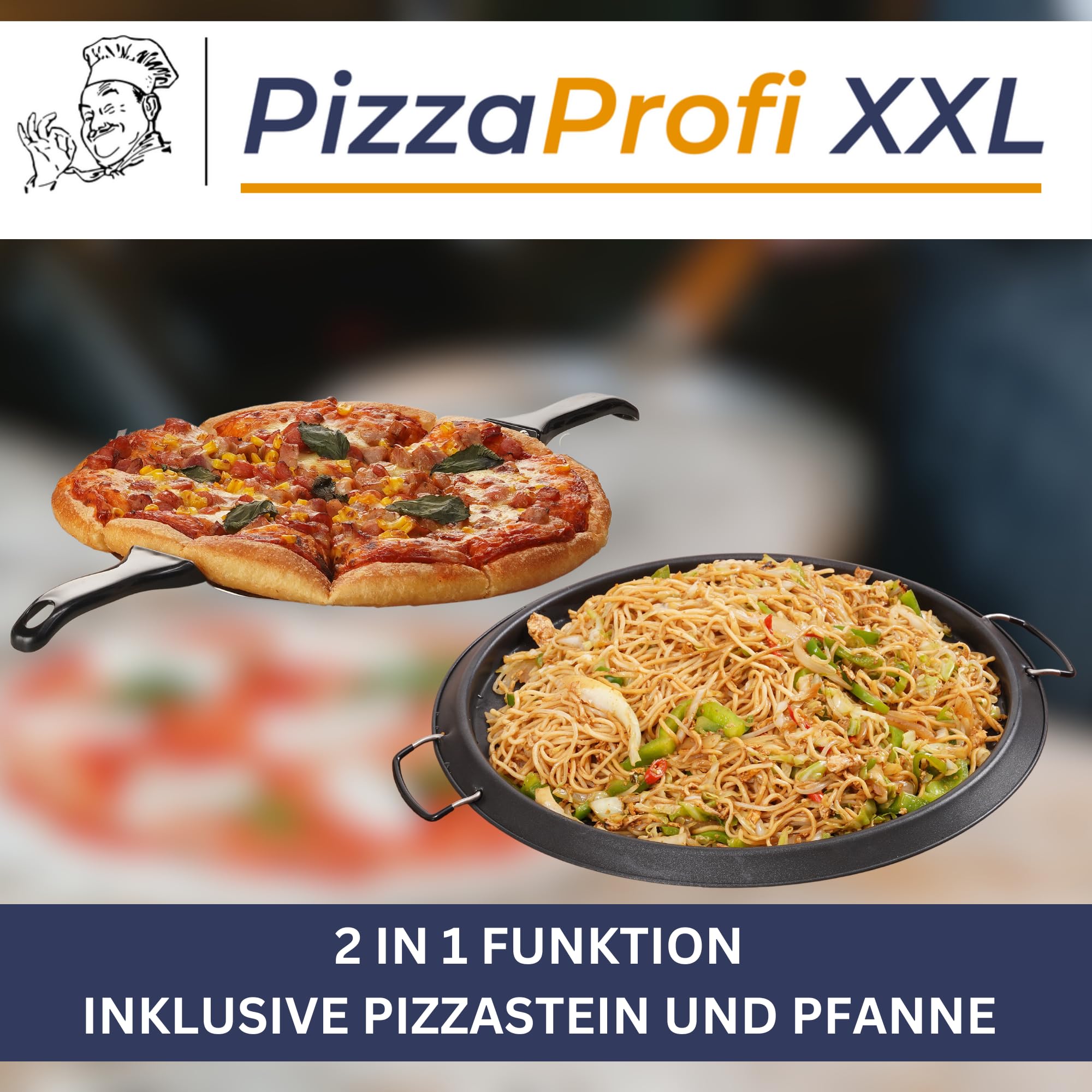Sommertal PizzaProfi XXL Pizzaofen mit 39cm Steinplatte – Pizza Ofen elektrisch, schnelle 3-Minuten Pizza, bis 380°C – 5-teiliges Set mit Pfanneneinsatz, 2x Pizzaschieber, Schneider, Pizzastein
