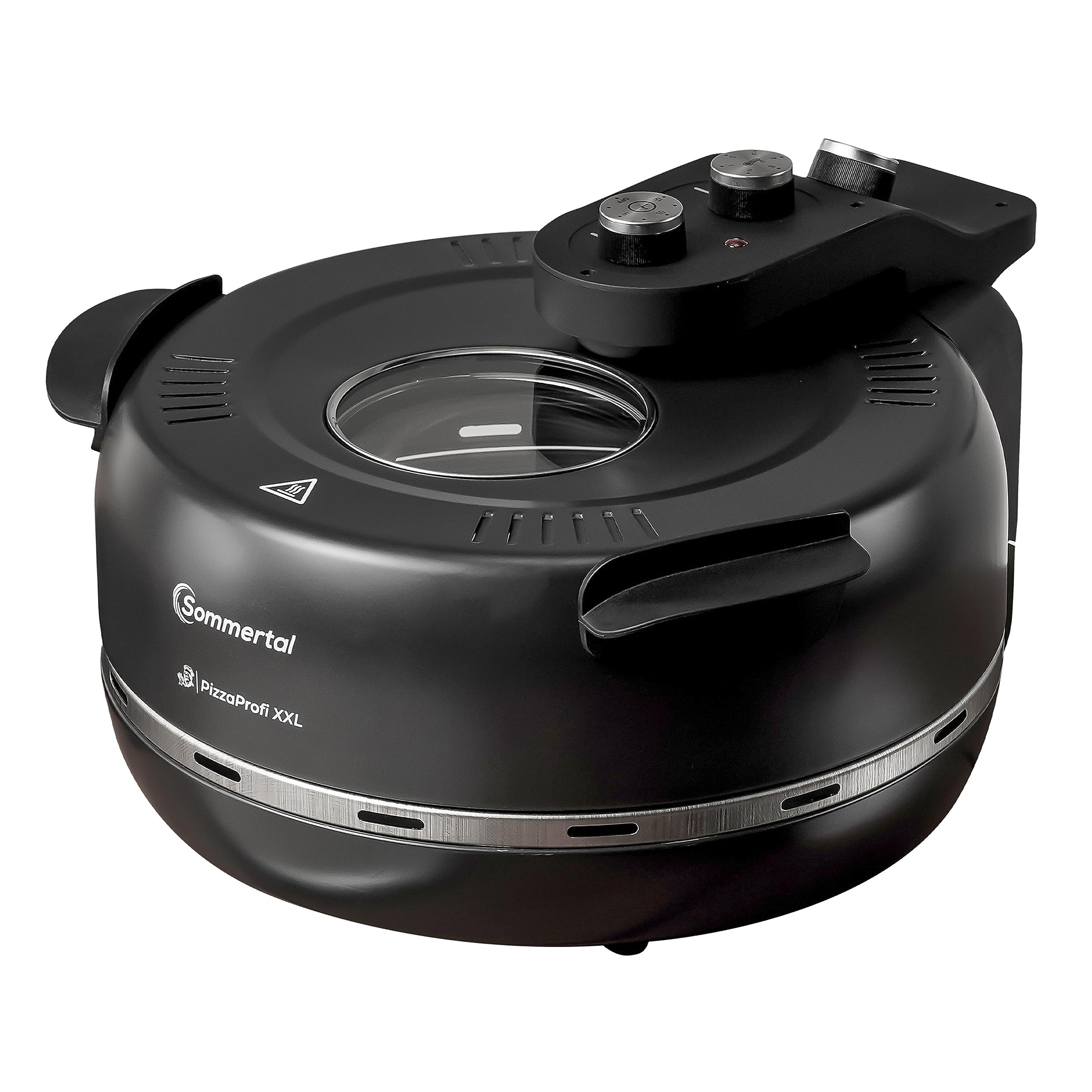 Sommertal PizzaProfi XXL Pizzaofen mit 39cm Steinplatte – Pizza Ofen elektrisch, schnelle 3-Minuten Pizza, bis 380°C – 5-teiliges Set mit Pfanneneinsatz, 2x Pizzaschieber, Schneider, Pizzastein