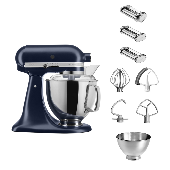 KitchenAid 4,8 L 5KSM175 Artisan Küchenmaschine Pastalover mit Nudelwalzen 3er- Set