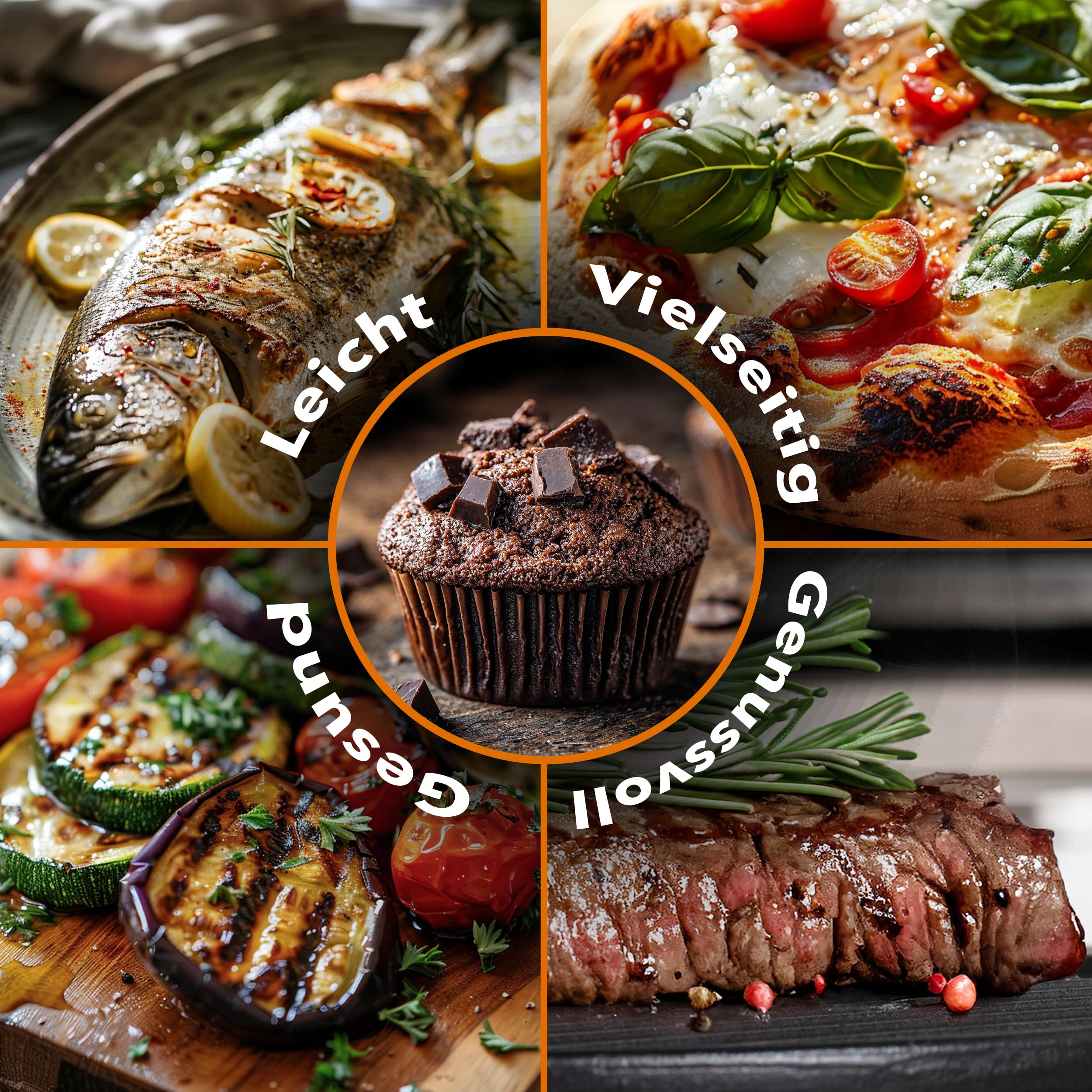 BAUMFELD PizzaAirfryer400 black - 12 in 1 Multifunktionsofen, Pizzaofen, 400 °C, tragbar, Grillen, Pizza, Air Fryer, Backen, XXL Zubehör, Indoor, Steinofenplatte, Gusseisenblech