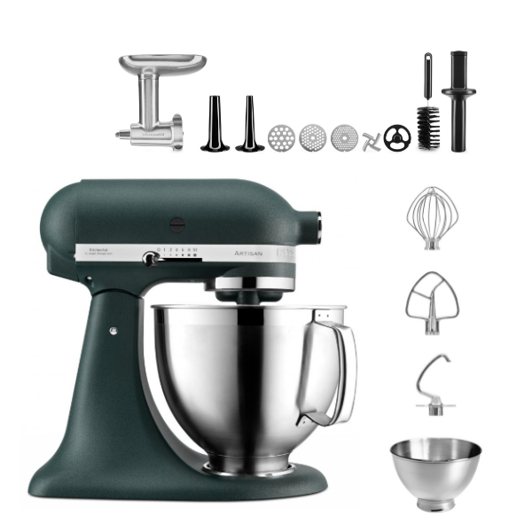 KitchenAid 4,8 L 5KSM185 Artisan Küchenmaschine Meatlover Metallfleischwolf 5KSMMGA Gr. 8