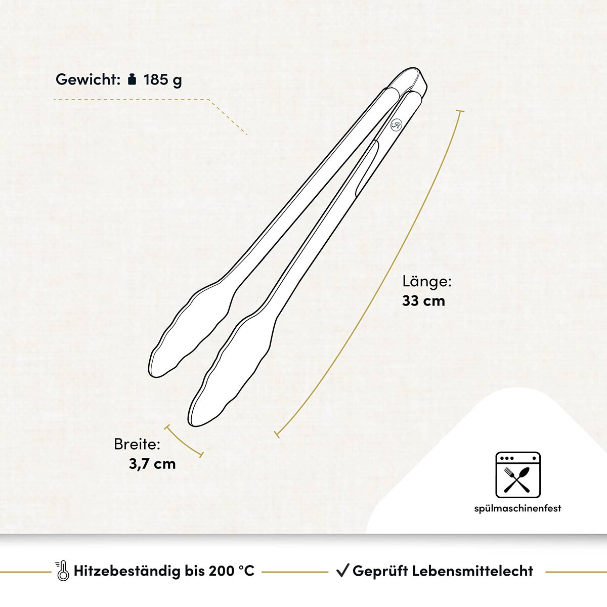 Küchenzange mit robustem Edelstahlkern