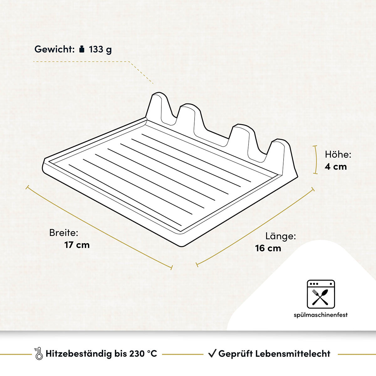 Praktische Ablage für drei Küchenhelfer