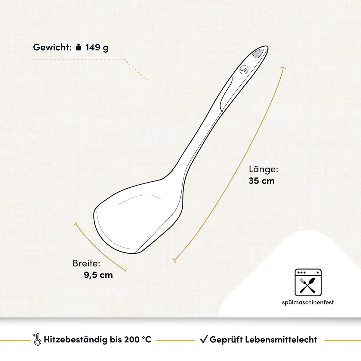 Pfannenschaufel mit robusten Edelstahlkern