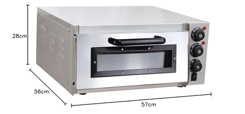 Pizzaofen elektrisch aus Edelstahl mit Pizzastein 1 Kammer 2000 Watt Steinbackofen mit Schamottstein