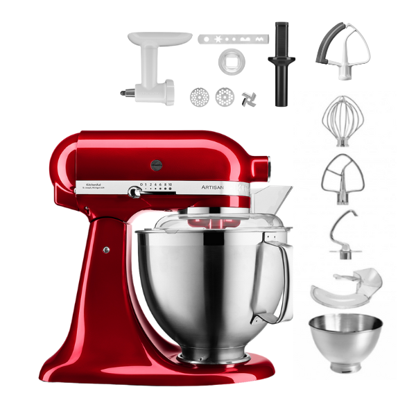 KitchenAid 4,8 L 5KSM185 Artisan Küchenmaschine Cookielover Artisan Fleischwolf+Spritzgebäck+Flexirührer