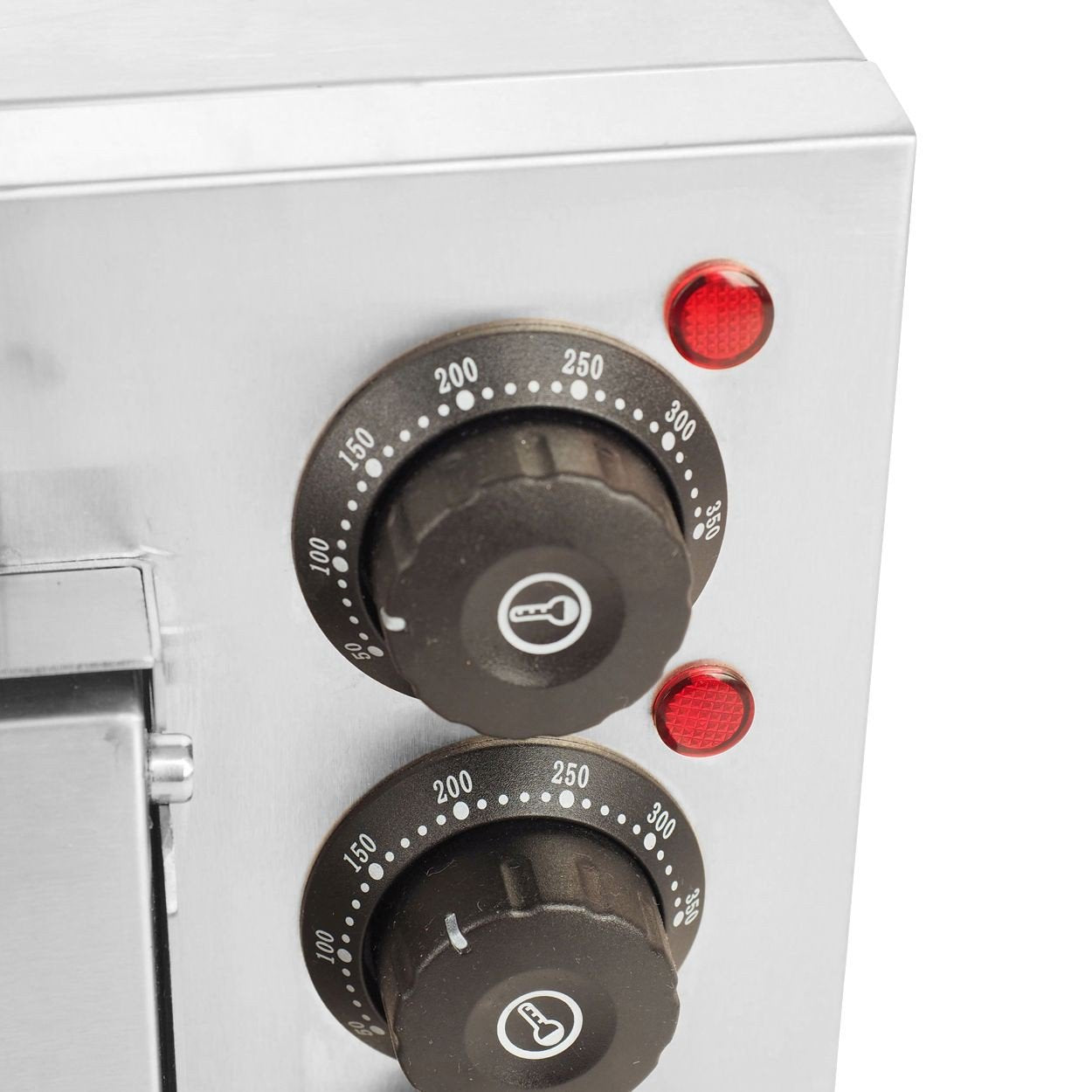 Pizzaofen elektrisch aus Edelstahl mit Pizzastein 1 Kammer 2000 Watt Steinbackofen mit Schamottstein