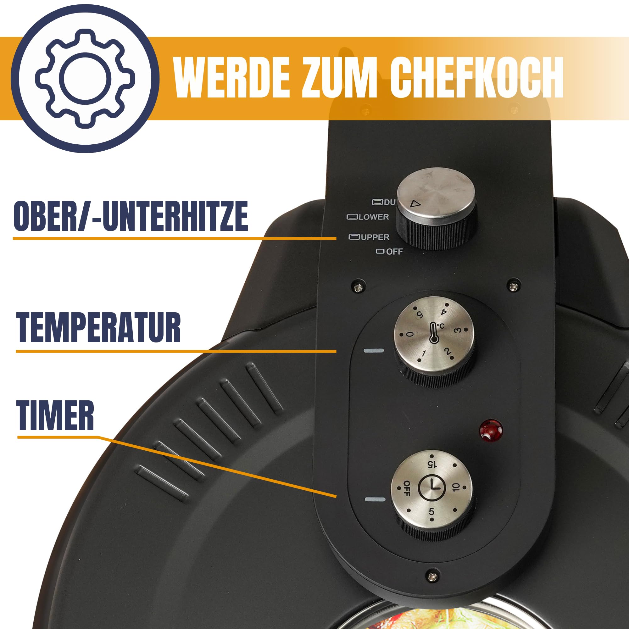 Sommertal PizzaProfi XXL Pizzaofen mit 39cm Steinplatte – Pizza Ofen elektrisch, schnelle 3-Minuten Pizza, bis 380°C – 5-teiliges Set mit Pfanneneinsatz, 2x Pizzaschieber, Schneider, Pizzastein