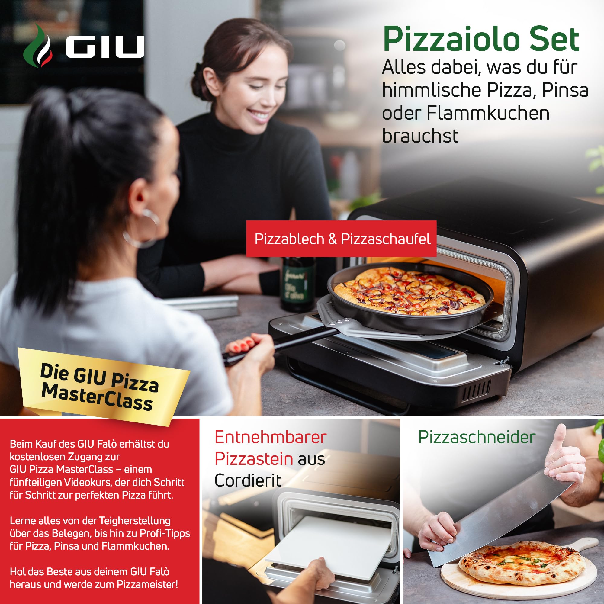 Elektrischer Pizzaofen - Starker Elektro-Ofen für neapolitanische Pizza | Backofen, Pizzaofen, elektrisch, Electric Oven | Über 400 Grad FusionHeat-Tech | Genieße Steinofen-Geschmack Zuhause | GIU