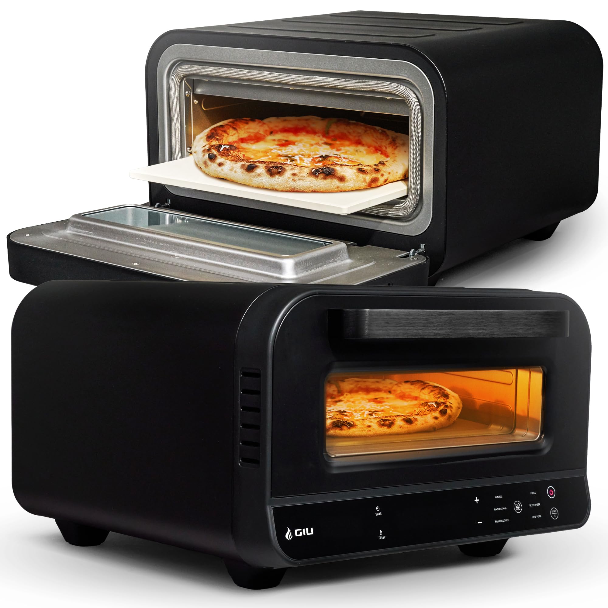 Elektrischer Pizzaofen - Starker Elektro-Ofen für neapolitanische Pizza | Backofen, Pizzaofen, elektrisch, Electric Oven | Über 400 Grad FusionHeat-Tech | Genieße Steinofen-Geschmack Zuhause | GIU
