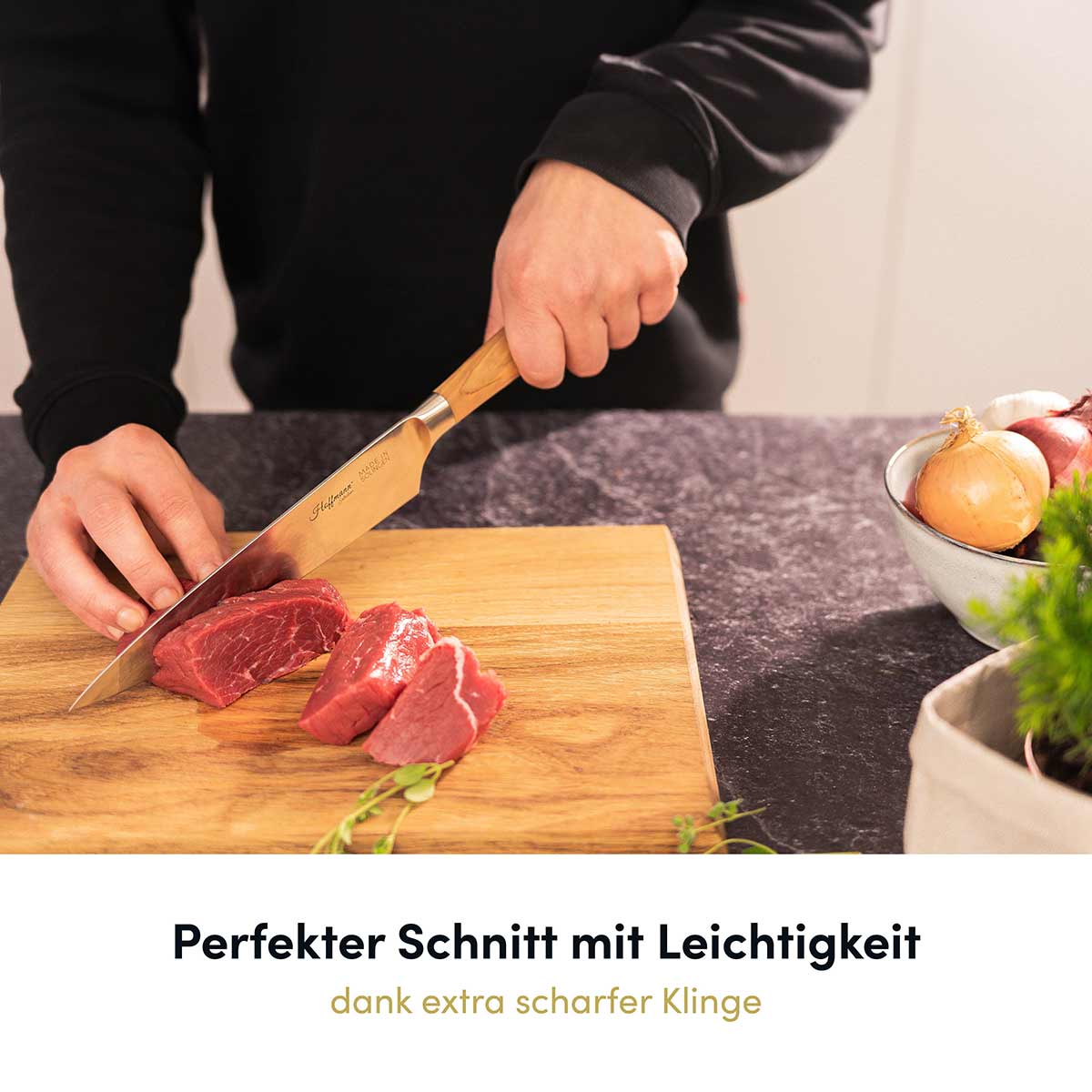 Chefmesser 21 cm Olivenholzgriff I handgefertigt in Solingen