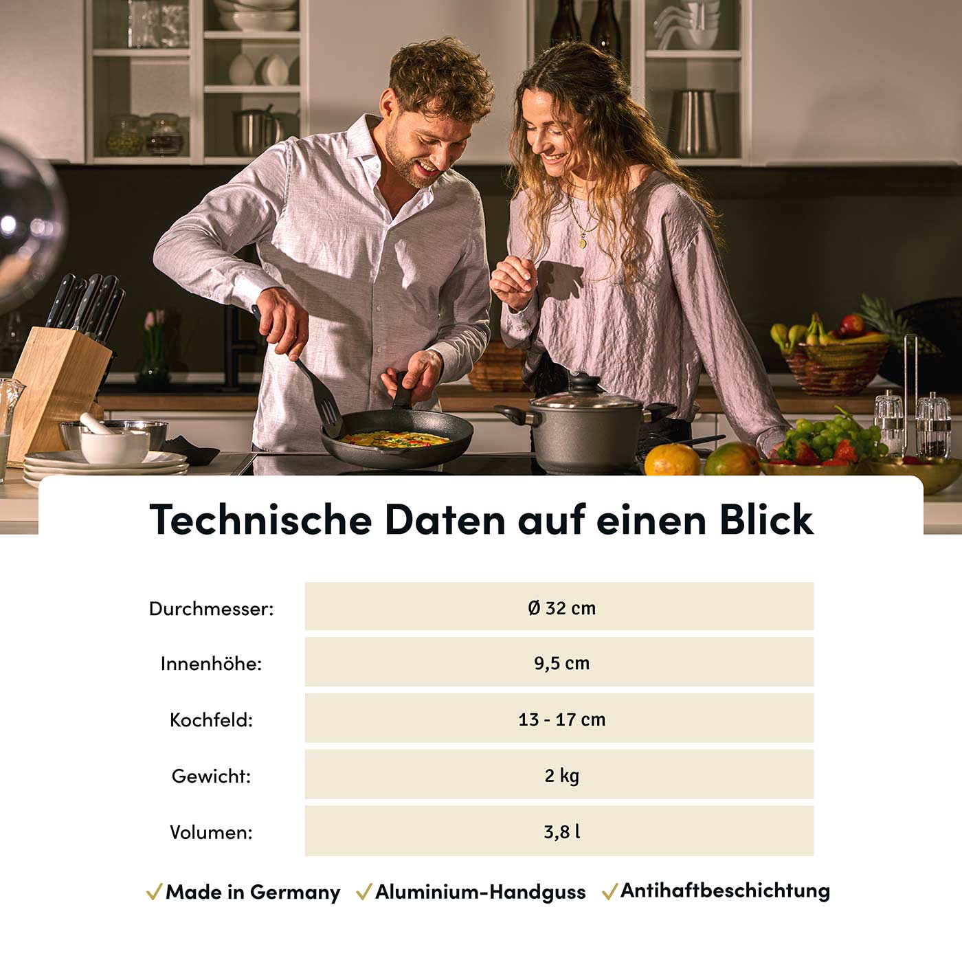 Wokpfanne Ø 32 cm I Deckel optional