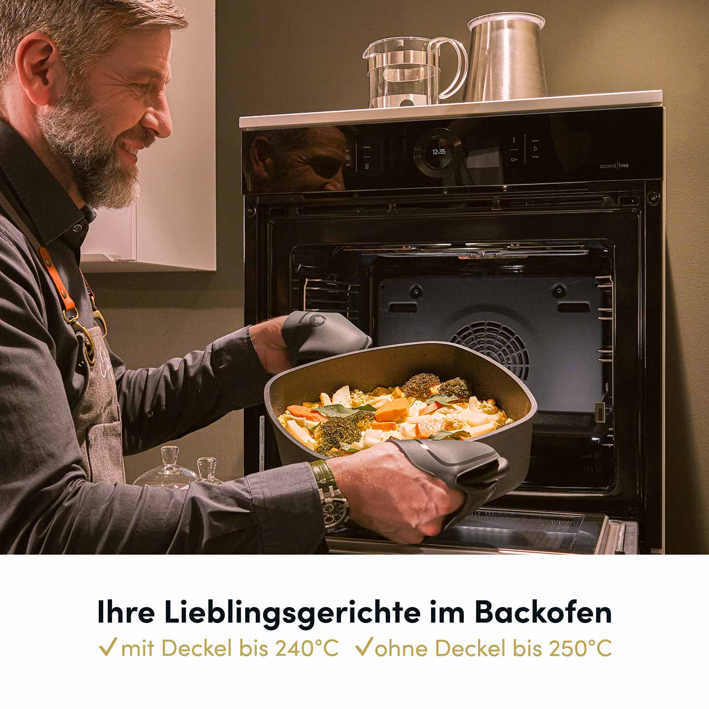 Schmorpfanne eckig 28x28 cm I Deckel optional