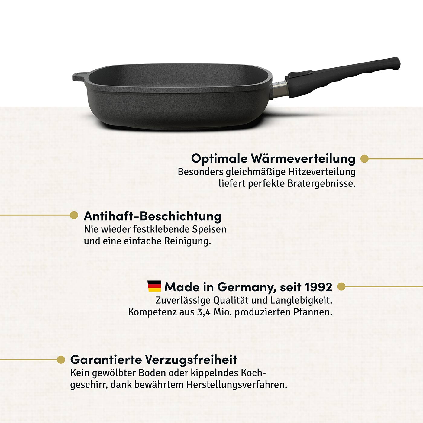 Viereckpfannen 20-28 cm I Deckel optional